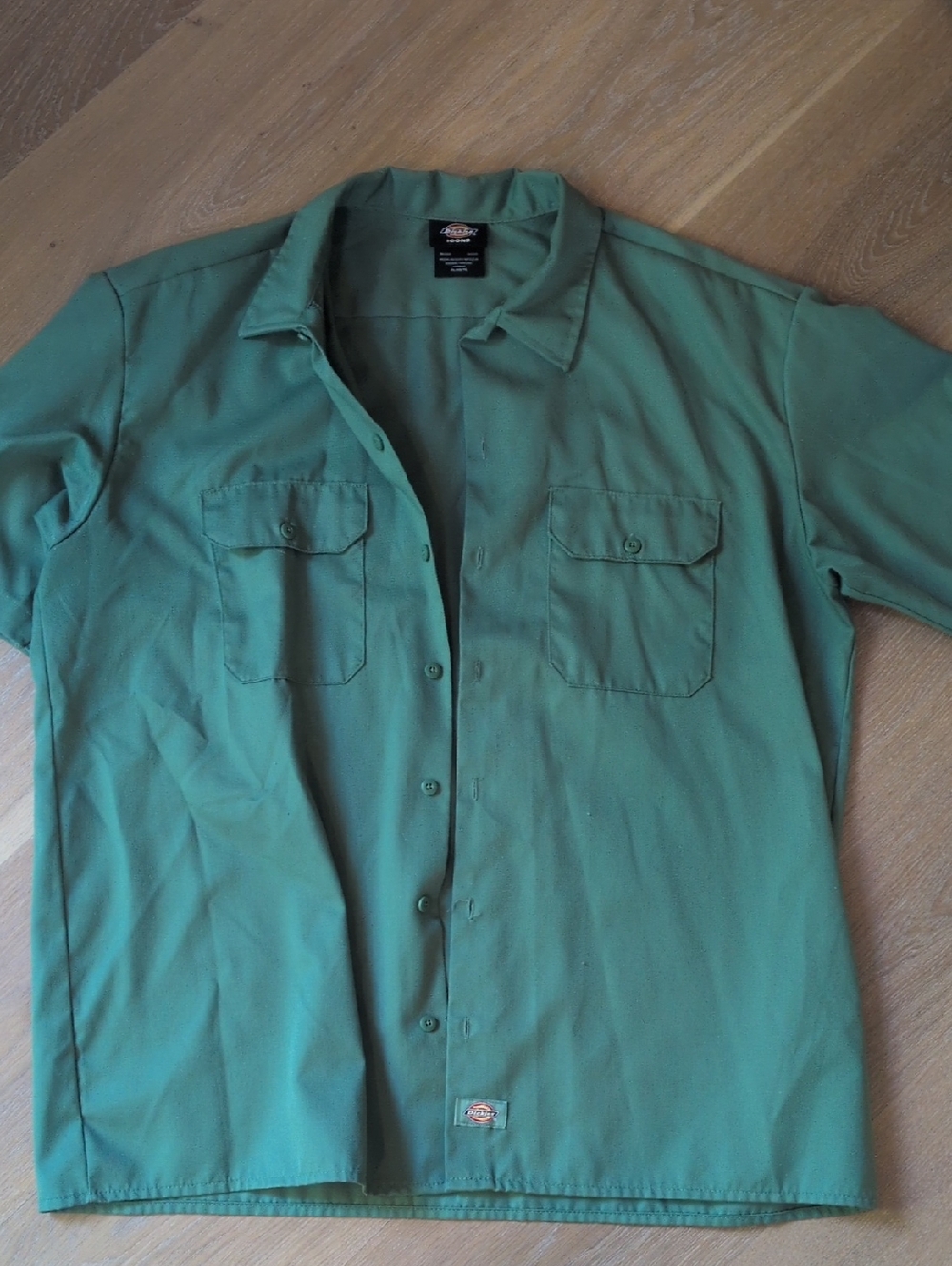 Dickies Men's Short Sleeve Button-Down Work Shirt in Green